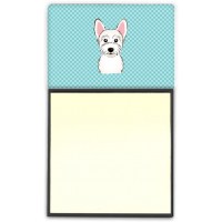 Caroline's Treasures BB1164SN Checkerboard Blue Westie Refiillable Sticky Note Holder or Note Dispenser Large Multicolor - BYP6ECSRT