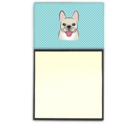 Caroline's Treasures BB1176SN Checkerboard Blue French Bulldog Refiillable Sticky Note Holder or Note Dispenser Large Multicolor - BNWQD7HLX