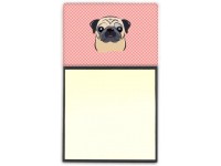 Caroline's Treasures BB1262SN Checkerboard Pink Fawn Pug Refiillable Sticky Note Holder or Note Dispenser Large Multicolor - BW7TR0U0O