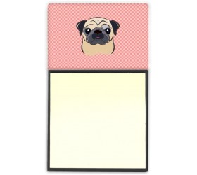 Caroline's Treasures BB1262SN Checkerboard Pink Fawn Pug Refiillable Sticky Note Holder or Note Dispenser Large Multicolor - BW7TR0U0O