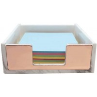 Marble White Memo Holders Rose Gold Notes Cube Dispenser Case Paper Notepad Organizer Tray for Office Home School Desk Organizer Supplies Rose Gold Tone - BV0Y88740