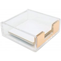 MEI YI TIAN Clear Acrylic Copper Gold Self-Stick Note Pad Holders Memo Note Cube Holder Dispenser 3.5x3.3 Inch for Office Home Schools Desk Supplies Gold - BC2TABH6L