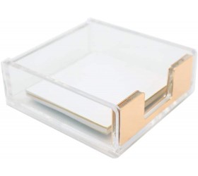 MEI YI TIAN Clear Acrylic Copper Gold Self-Stick Note Pad Holders Memo Note Cube Holder Dispenser 3.5x3.3 Inch for Office Home Schools Desk Supplies Gold - BC2TABH6L