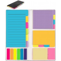 Sticky Notes Colored Divider Self-Stick Notes Set 402pcs Prioritize with Color Coding 60 Ruled Lined 3.8x5.9 48 Dotted 3x3.8 48 Blank2.6x3.8 48 Orange&Pink,150 Index Tabs,Black - BREONV9RW