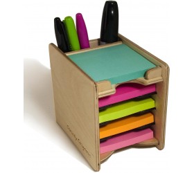 Strictly Origamic Colored Sticky Notes Pad and Pen Holder Organizer Includes Five 3 x 3 Pads - BOBYN1Y3W