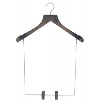 NAHANCO 17” Dark Wood Display Hanger with 16" Drop Bar Gunmetal Clips 12 Carton - BTJ3RF9R0