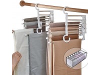 2 PCS Pants Hanger Space Saving Hangers for Jeans Closet Organizers and Storage shelve Non-Slip 5 Layered Pants Rack for Scarf Tie ​Jeans Trousers - BYEVRH2RF