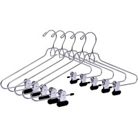 6 Quality Add-On Skirt Blouse Hanger Heavy-Duty Add-On Skirt Hangers with Clips Multi Stackable Add on Hangers Adjustable Wide Clip Pants Hanger Chrome Skirt Hanger Wide Clips 6 - B5PYIXYAH