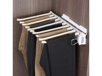 Closet Pull Out Trousers Rack Organizers for Space Saving and Storage Closet Pants Hanger Bar 18.1×12.9Inch White Black - BVJVH1FI3