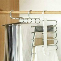 Froiny 5 in 1 Pant Rack Shelves Organizer Stainless Steel Multifunctional Wardrobe Closet Magic Space Saving Hangers - BDXCTB2ZG
