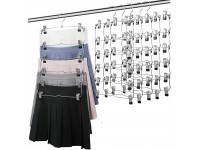 Hasitpro 6-Tier Skirt Pants Shorts Hangers with Adjustable Clips Space Saving No Slip Hangers Skirt Organizer 2 Pack - B3VR3W8HQ