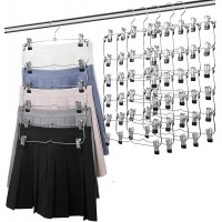 Hasitpro 6-Tier Skirt Pants Shorts Hangers with Adjustable Clips Space Saving No Slip Hangers Skirt Organizer 2 Pack - B3VR3W8HQ