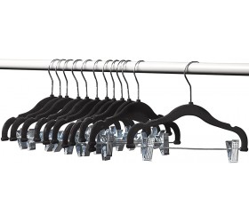 Home-it 12 PACK baby hangers with clips BLACK baby Clothes Hangers Velvet Hangers use for skirt hangers Clothes Hanger pants hangers Ultra Thin No Slip kids hangers - BPHQNA4AT