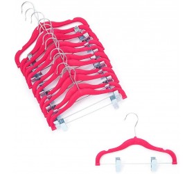 Home-it 12 Pack Baby Hangers with Clips Pink Baby Clothes Hangers Velvet Hangers use for Skirt Hangers Clothes Hanger Pants Hangers Ultra Thin No Slip Kids Hangers - B5AG895FX