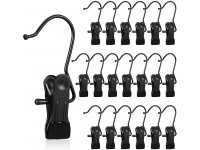Hotop Boot Hanger for Closet Laundry Hooks with Clips Boot Holder Hanging Clips Portable Multifunctional Hangers Single Clip Space Saving for Jeans Hats Tall Boots Towels Black,20 Pieces - B0UOWEW61
