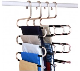 Non-Slip Pants Hangers S-Shape,Multi Layers Space Saving Non Slip Stainless Steel Clothes Hangers Closet Organizer for Pants Jeans Trousers Scarf4 Pack - BPIF8433D