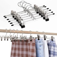 Pants Hangers Space Saving with Clips 20 Pack Adjustable Metal Non Slip Pants Hanger Rack Boot Holder Organizer Skirt Scarf Hangers Extra Wide Baby Kids Hangers for Jeans Clothes - B88BQJQCM