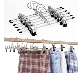 Pants Hangers Space Saving with Clips 20 Pack Adjustable Metal Non Slip Pants Hanger Rack Boot Holder Organizer Skirt Scarf Hangers Extra Wide Baby Kids Hangers for Jeans Clothes - B88BQJQCM
