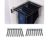 Pull Out Trousers Rack 9 Arms Closet Pants Hanger Bar Stainless Steel Hanger Rail Extendable Trousers Hanger for Clothes Towel Scarf Trousers Tie 18.11x12.83in Left Installation - BPC0IV8TZ
