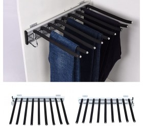 Pull Out Trousers Rack 9 Arms Closet Pants Hanger Bar Stainless Steel Hanger Rail Extendable Trousers Hanger for Clothes Towel Scarf Trousers Tie 18.11x12.83in Left Installation - BPC0IV8TZ