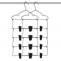 Space Saving Skirt Hangers Shorts Hangers with Clips 2 Pieces Adjustable Pant Hangers with Clips Space Saving 4 Tier Clip Hangers for Skirts Closet Hangers Metal Clips for Trouser Jeans Towels - BTHGA7Y1K