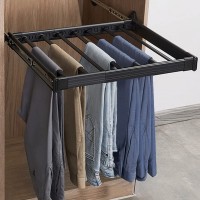 Pull Out Pants Rack Pull Out Trousers Rack Adjustable Length From 17.7'' To 23.6" Pull Out Pants Rack for Closet Multifunctional Drawer Closet Clothes Pants Hangers With Sliding Rail Space Saving - BYEVWDZW3