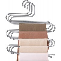 S Type Stainless Steel Clothes Pants Hangers Storage Organizer Rack for Hanging Pants Trousers Jeans Scarf Tie Clothes 3 Pack - BS73JZ1TO