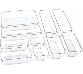 10 Pcs PET Material Clear Desk Drawer Organizer Trays Containers for Organizing Makeup Kitchen Utensils and Gadgets Organizer bins,For Office Dresser bathroom BPA Free - BSE2P4T63