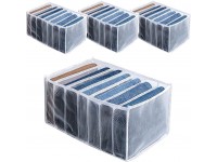 7 Grids Washable Wardrobe Clothes Organizer Jeans Compartment Storage Box Foldable Closet Drawer Organizer Clothes Drawer Mesh Separation Box for Bedroom Storage for Pants Jeans T-Shirt Legging 4PCS Large - BUBO63YAR