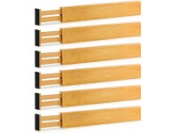 Adjustable Bamboo Drawer Divider Organizers 6 Pack Large Expandable Drawer Organization Separators for Kitchen Utensils Dresser Bedroom Bathroom Baby Drawer Office 17.5” to 22" Natural - BPR4QNLJW