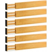 Adjustable Bamboo Drawer Divider Organizers 6 Pack Large Expandable Drawer Organization Separators for Kitchen Utensils Dresser Bedroom Bathroom Baby Drawer Office 17.5” to 22" Natural - BPR4QNLJW