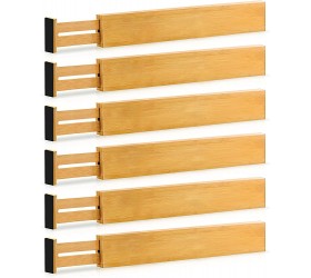 Adjustable Bamboo Drawer Divider Organizers 6 Pack Large Expandable Drawer Organization Separators for Kitchen Utensils Dresser Bedroom Bathroom Baby Drawer Office 17.5” to 22 Natural - BPR4QNLJW