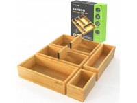 ANTOWIN Bamboo Drawer Organizer Drawer Organizer Box Set,5 Individual Storage Containers Drawer Organization for Kitchen Vanity Dresser Pantry Garage Office - BU0KPHI3T