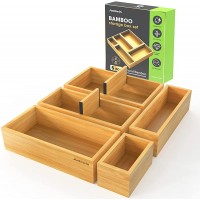 ANTOWIN Bamboo Drawer Organizer Drawer Organizer Box Set,5 Individual Storage Containers Drawer Organization for Kitchen Vanity Dresser Pantry Garage Office - BU0KPHI3T