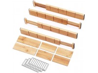AST Bamboo Drawer Dividers with Inserts and Labels 17-22 IN 4 Pack |Spring-Loaded Non-Slip Adjustable Wooden Separators For Kitchen Bedroom,Clothes Dresser,Utensils & Office  Fits Most Drawers - BL5WCD9YJ
