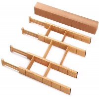 Bamboo drawer dividers Expandable drawer organizer Bamboo drawer organizer Suitable for kitchen closet bathroom bedroom dressing table office garage baby room drawers of various sizes 17-22 inches - BYK8LPGXH