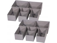 DIOMMELL 12 Pack Foldable Cloth Storage Box Closet Dresser Drawer Organizer Fabric Baskets Bins Containers Divider for Baby Clothes Underwear Bras Socks Lingerie Clothing,M Grey 444 - BDMTBUYNP