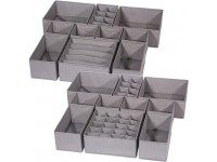 DIOMMELL 21 Pack Foldable Cloth Storage Box Closet Dresser Drawer Organizer Fabric Baskets Bins Containers Divider for Baby Clothes Underwear Bras Socks Lingerie Clothing,M Grey 11-4249 - B1ZD2ST20