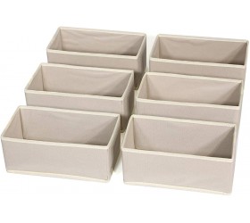 DIOMMELL 6 Pack Foldable Cloth Storage Box Closet Dresser Drawer Organizer Fabric Baskets Bins Containers Divider for Clothes Underwear Bras Socks Lingerie Clothing,Beige 060 - BPA3LEOW1