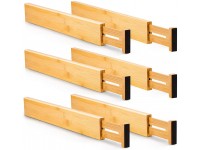 Diosbles 6 Pack Dresser drawer organizers Adjustable bamboo drawer dividers Expandable kitchen drawer organizer baby organizer Spring Loaded Bamboo Separators2.36" High 12.48"-17.25"） - B2PY856H3