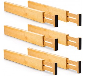 Diosbles 6 Pack Dresser drawer organizers Adjustable bamboo drawer dividers Expandable kitchen drawer organizer baby organizer Spring Loaded Bamboo Separators2.36 High 12.48-17.25） - B2PY856H3