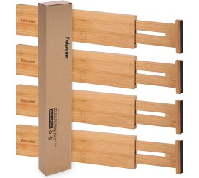 Drawer Dividers Pack of 4 Adjustable Bamboo Clothing Drawer Organizers Spring-loaded Durable Expandable Organization Separators for Dresser Kitchen Bedroom Bathroom Office 13.25-16.75 in - BSK9NGZGP
