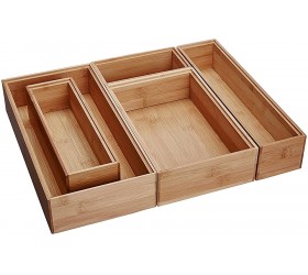 Lipper International 88005 Bamboo Wood Drawer Organizer Boxes Assorted Sizes 5-Piece Set - B1702RVBQ