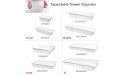 Mebbay 6 Pack Expandable Drawer Organizer Makeup Drawer Organizer Storage Bins Tray for Bathroom Vanity Table Office Kitchen with 25 pcs Non-Slip Pads White - BPJQ2ZKOO