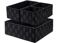 Nicunom 4 Pack Woven Storage Box Cube Basket Bin Container Box Nylon Storage Basket for Closet Dresser Drawer Shelf Office Divider Organizer Bins Black - BGQQTJLS1