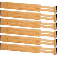 OMISSA 6 Pack Bamboo Drawer Dividers Expandable Drawer Organizer17.1-22 Spring-Loaded Non-Slip Adjustable Drawer Dividers for Clothes Kitchen Bedroom Dresser Office - BHNGUGZMS