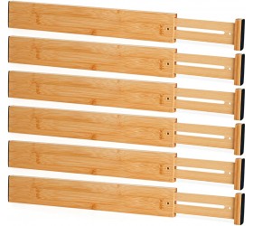 OMISSA 6 Pack Bamboo Drawer Dividers Expandable Drawer Organizer17.1-22 Spring-Loaded Non-Slip Adjustable Drawer Dividers for Clothes Kitchen Bedroom Dresser Office - BHNGUGZMS