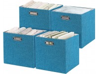 Posprica Storage Bins,13×13 Storage Cubes,Collapsible Fabric Storage Baskets Boxes Containers Drawers 4pcs Teal - BCSBBMK4G