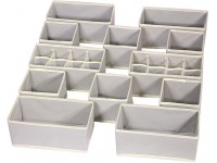 Set of 12 Foldable Drawer Organizer Dividers Cloth Storage Box Closet Dresser Organizer Cube Fabric Containers Basket Bins for Underwear Bras Socks Panties Lingeries Nursery Baby Clothes Grey NN246 - BW2DBZWSF