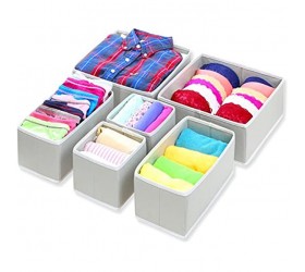 SimpleHouseware Foldable Cloth Storage Box Closet Dresser Drawer Divider Organizer Basket Bins for Underwear Bras Gray Set of 6 - B4UDVZR00